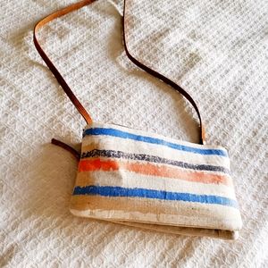 Anthropology linen crossbody clutch